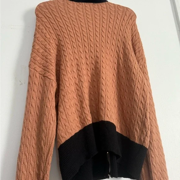 Marled Brown & Black Cable Knit Style Cardigan - Picture 7 of 7